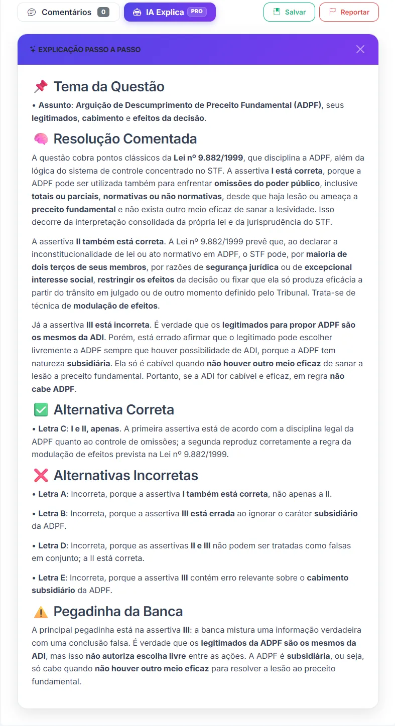 IA Explica - Gabarito Comentado com Inteligência Artificial