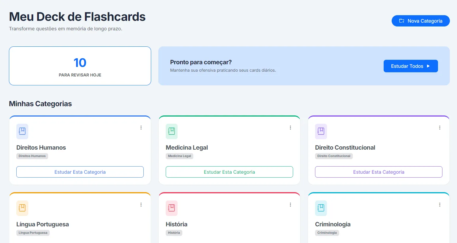 Flashcards com Repetição Espaçada