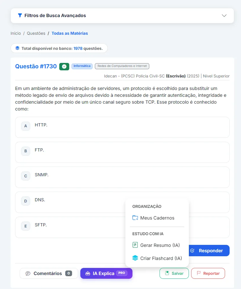 Banco de Questões e Filtros Avançados
